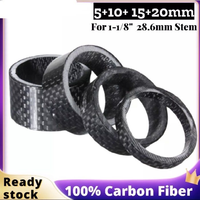 1 Set 4 pcs Ring Spacer Carbon spicer 5. 10, 15, 20mm pengganjal stem