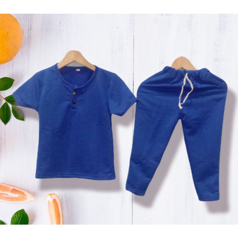 SETELAN KIANO CELANA PANJANG SETELAN ANAK MURAH BAJU ANAK-Biru tua