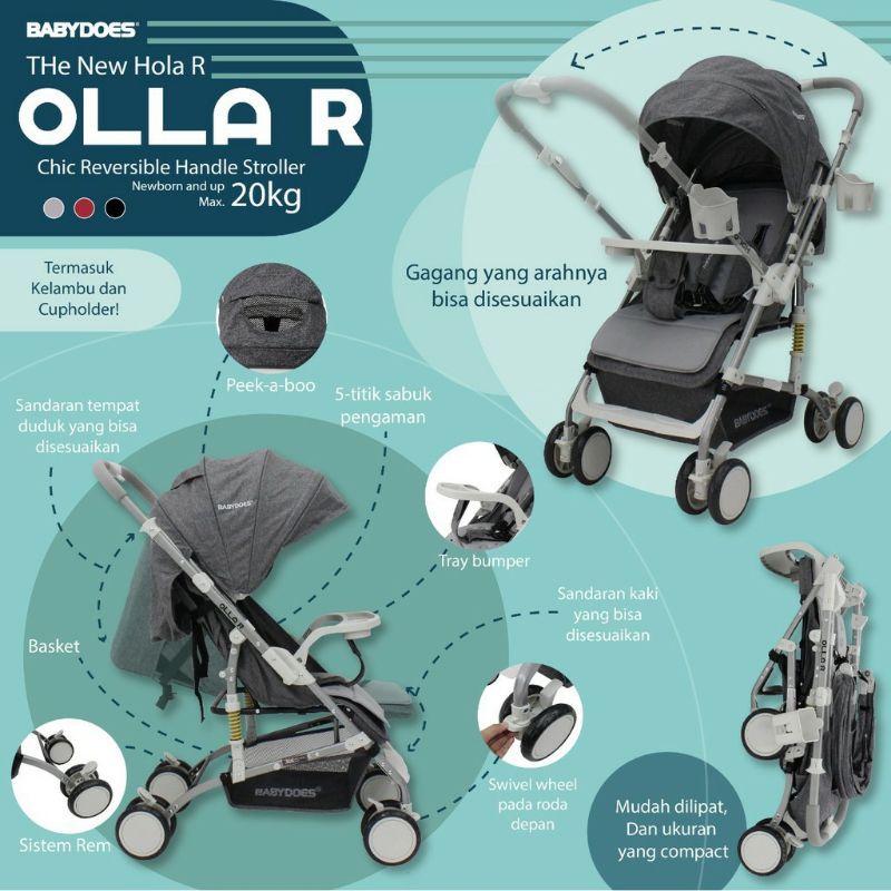 Stroller Babydoes 319 SN OLLA R / New Hola R Stylish Reversible Kereta Dorong Bayi