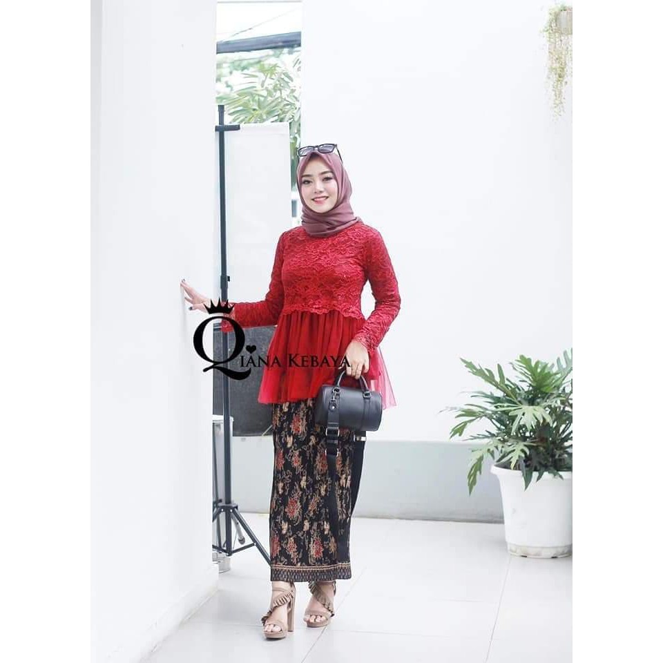 set kebaya brukat qiana kombinasi trendy