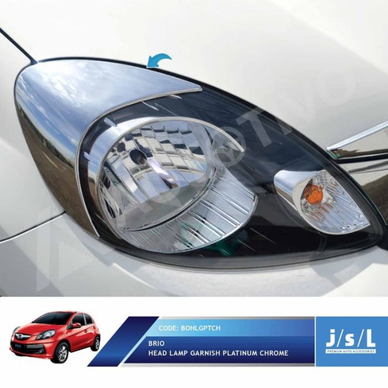 Eyelid Lampu Depan Honda Brio 2012 2015 Head Lamp Garnish Platinum