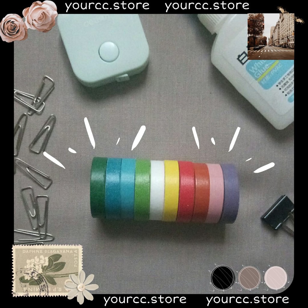 

10Pcs Selotip Washi Kertas Warna Pelangi