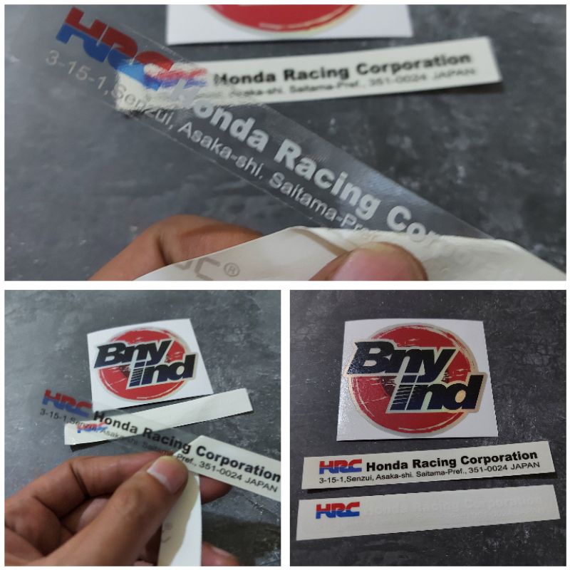 STICKER HRC HONDA RACING CORPORATION TRANSPARAN