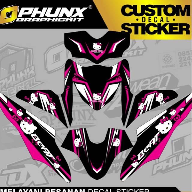 stiker decal beat hello kitty bisa untuk semua motor