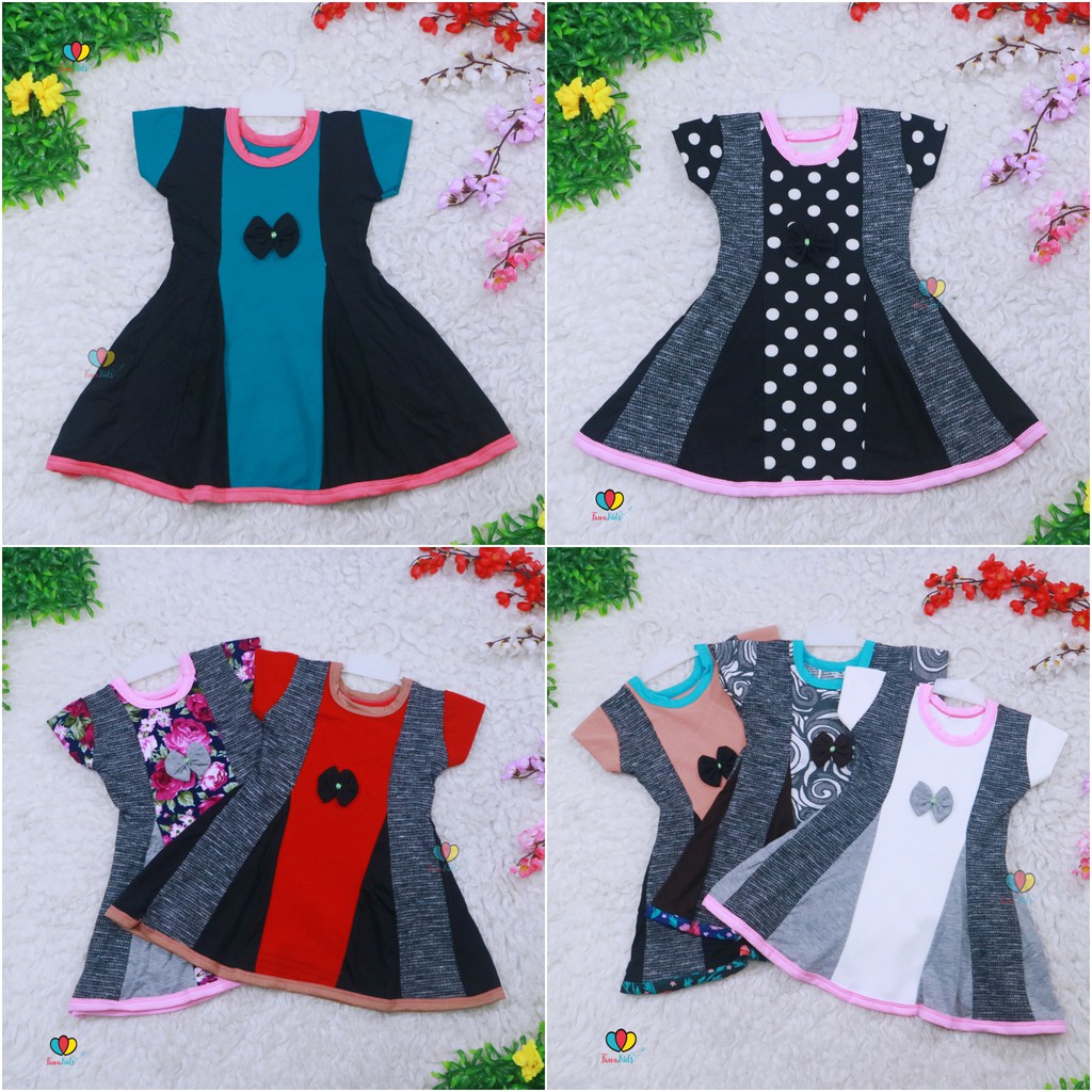 Dress Clara 1-3 Tahun / Baju Anak Perempuan Pesta Batik Gaun Anak Atasan Harian Lengan Bahan Adem