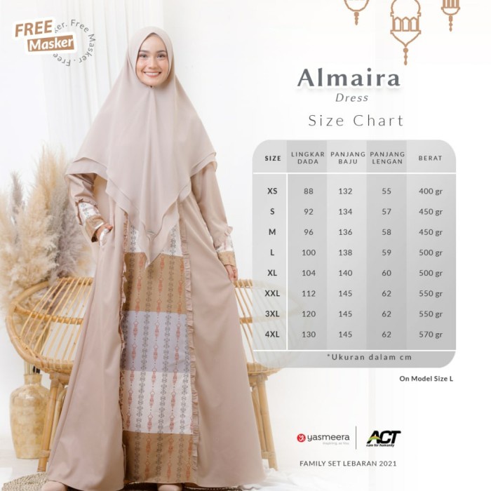 Set-Family-Muslim-Busana- Sarimbit Family Alman Almaira A03 Yasmeera Gamis Dan Koko - Koko Anak, Xs