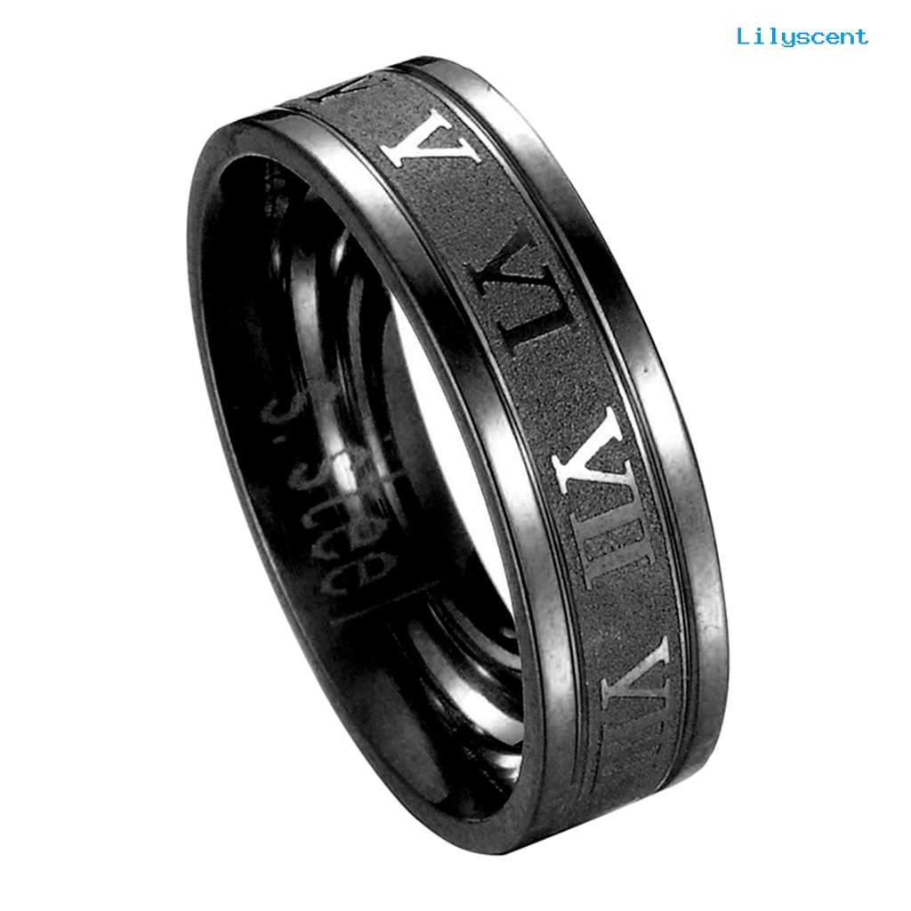 Ls Cincin Titanium Steel Desain Angka Romawi Gaya Punk Untuk Unisex