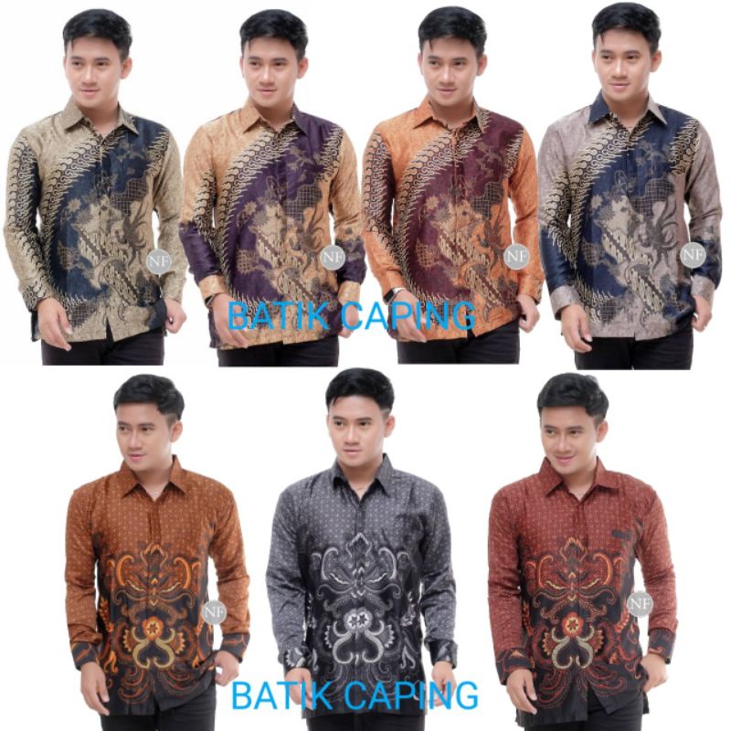 Agen Kemeja Batik Semi Sutra Silky Berfuring Saku  Batik Pekalongan Fashion Pria M L Xl Xxl Kemeja Kantor Jn5p1Vs1NjJaL