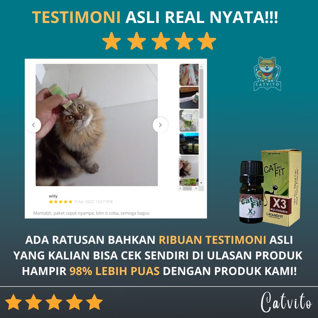 VITAMIN KUCING / MULTIVITAMIN KUCING CAT AND FIT X3 UNTUK MENYEHATKAN MENGGEMUKAN MELEBATKAN BULU