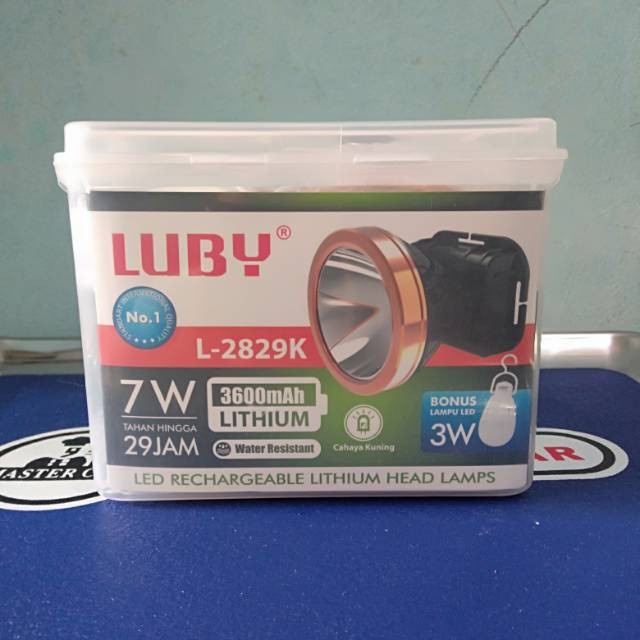 COD Senter Kepala Cahaya Kuning Putih 7 Watt Luby L 2829L Free Dc Lamp