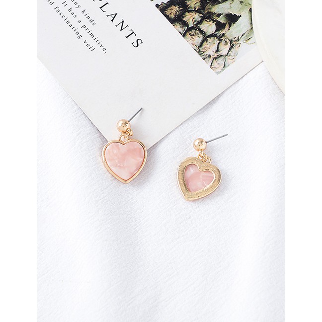 LRC Anting Tusuk Fashion Gold Peach Heart Earrings F90565