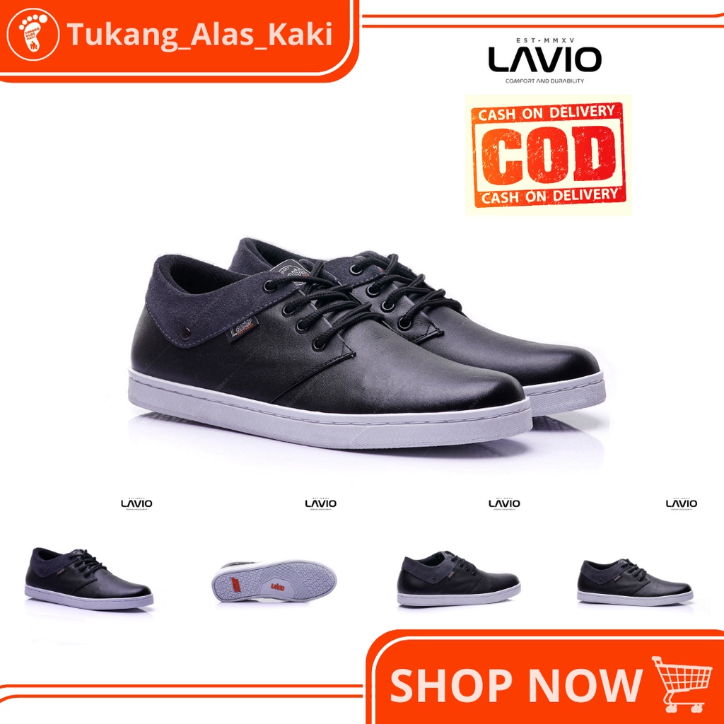 LAVIO HILTON KULIT - Sepatu Sneakers Pria Kulit Asli Terbaik High Quality