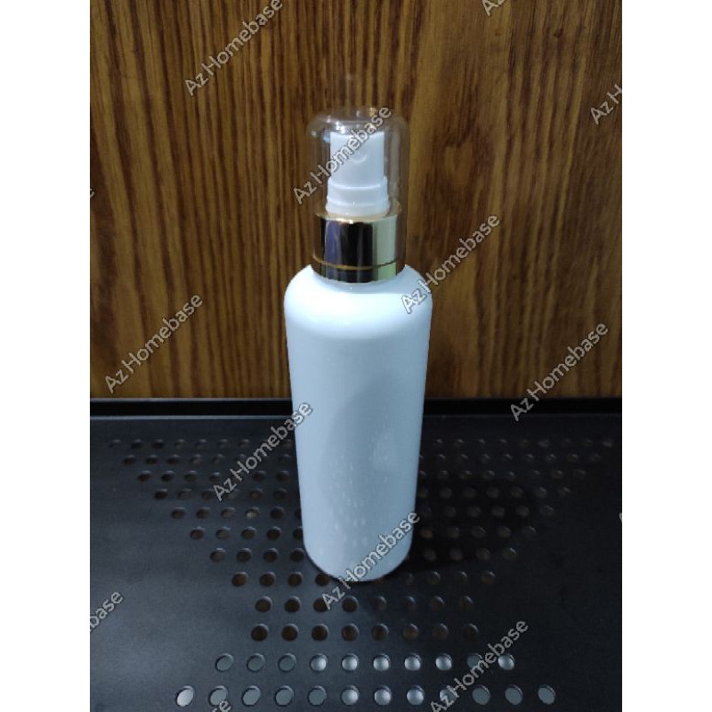 Botol Spray 250ml Putih Ring Gold - Botol Round Spray 250ml Putih - Botol Spray 250 ml Putih