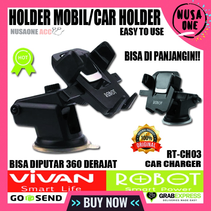 ROBOT HOLDER HANDPHONE MOBIL RT-CH03 ORIGINALHOLDER HP ROBOT ORIGINAL PENYANGGAH HP DI DASBOR MOBIL 