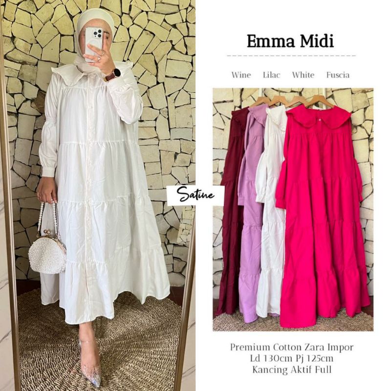 Gamis polos emma midi premium cotton zara import READY BANYAKK
