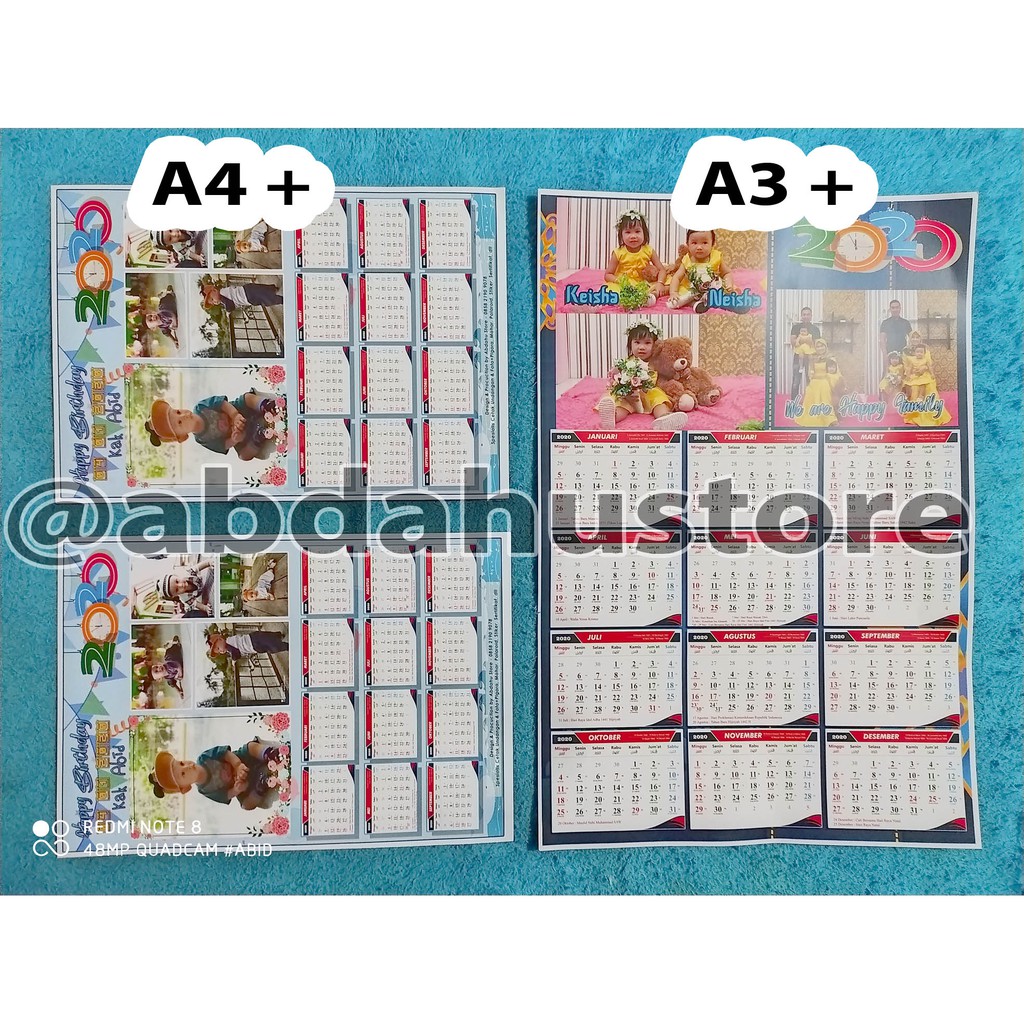 

Kalender 2020 Custom, Size A4+ (Lengkap masehi hijriyah jawa), termurah (3k/Lembar)