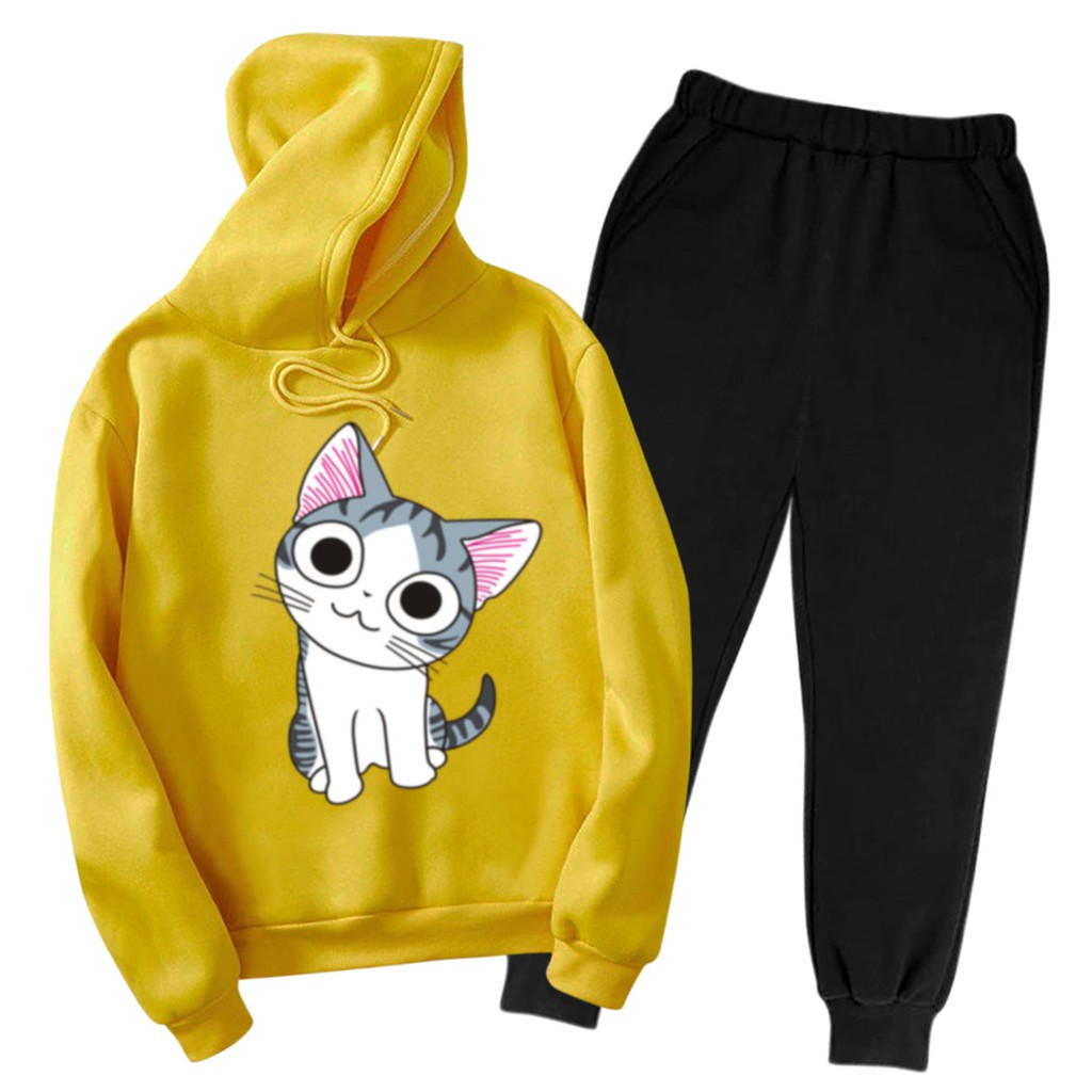 Bess - Setelan Set Jogger Wanita / Setelan Set Hoodie KIKU CAT