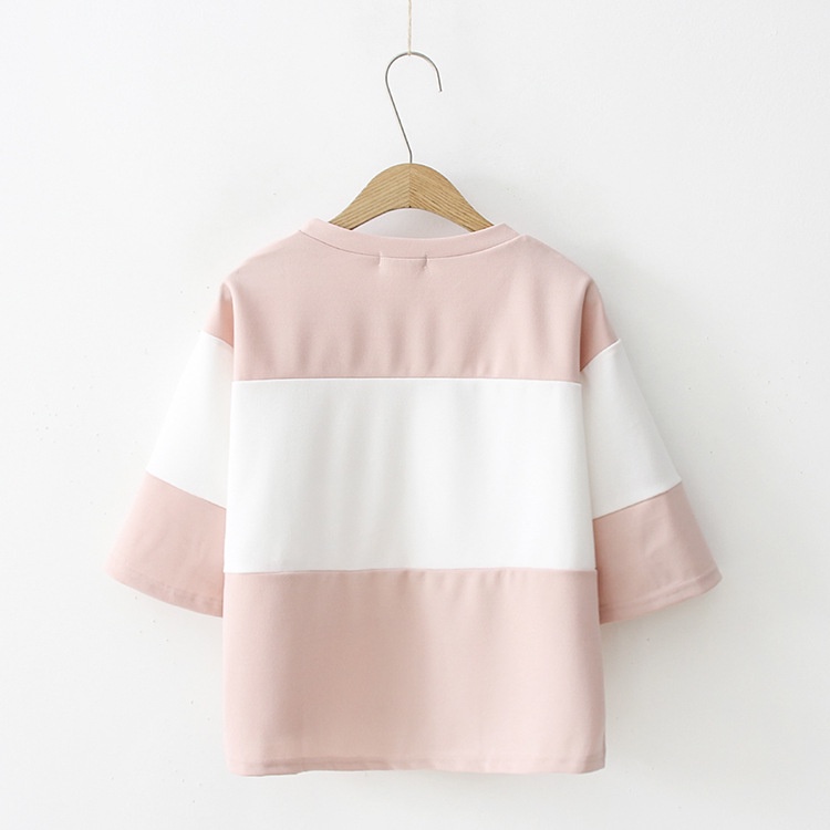 MR-101 kaos t-shirt pastel garis saku miring high quality import korea jepang kpop