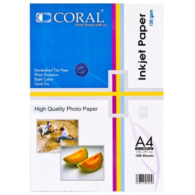 

Kertas Coral Inkjet A4 130gr Water Resistance 100 Lembar