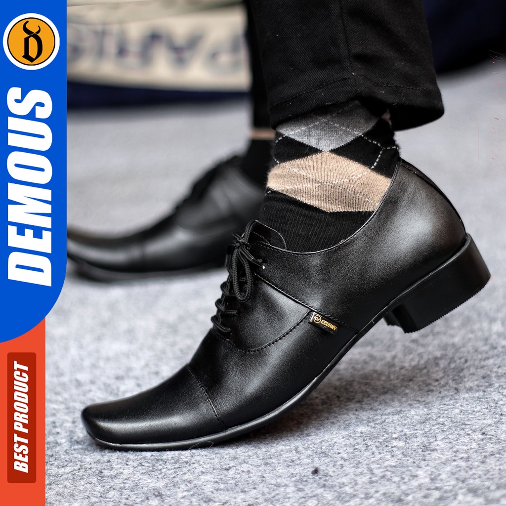 Sepatu Pantofel Pria Sepatu Formal Pria Kulit Asli Tali Sepatu Pantopel Hitam Kerja Kantor DEMOUS PELIX