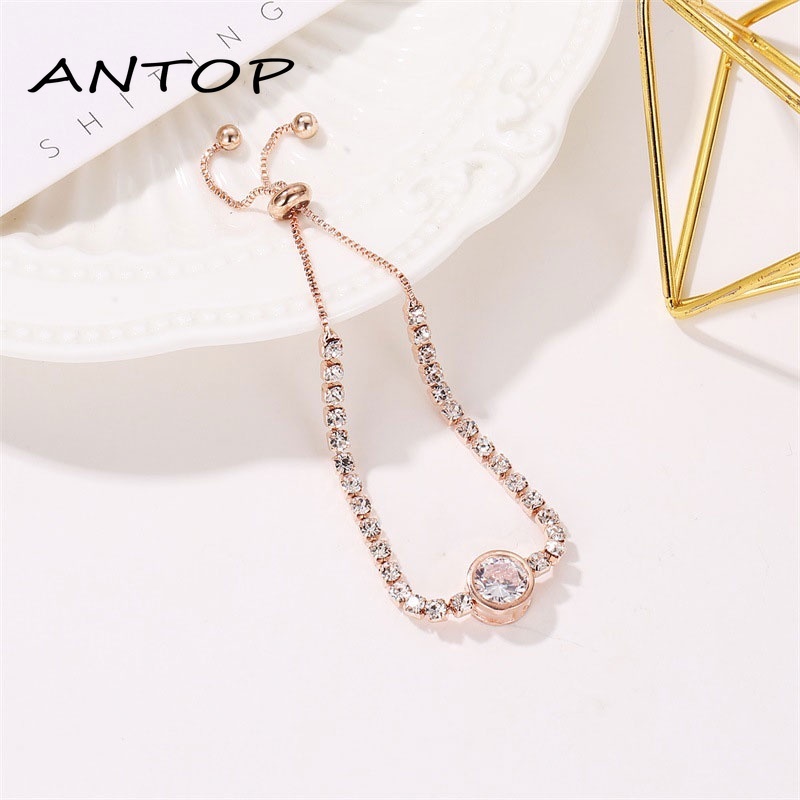 Fashion Baru Rose Gold Love Zircon Gelang Gelang Wanita Sederhana ANTOP