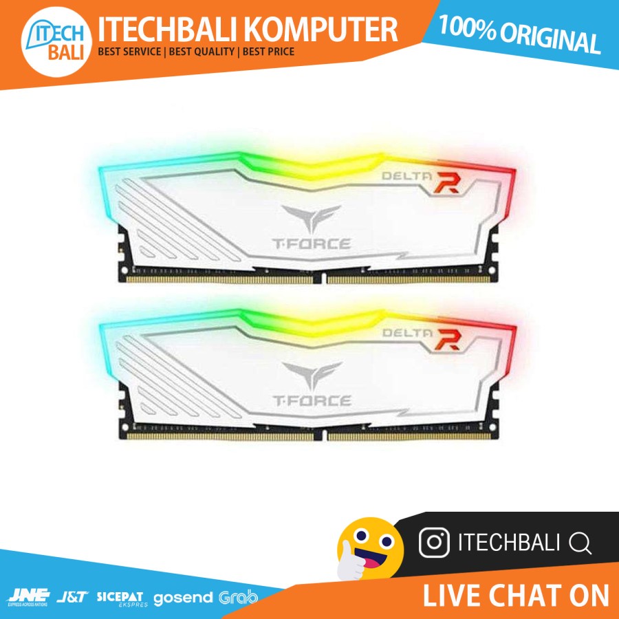 RAM PC TEAM T-Force Delta RGB DDR4 (2x8) 16GB 3600MHz White| ITECHBALI