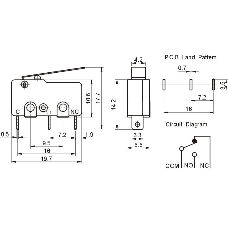 Limit Switch 3 Kaki 3P Saklar Kecil 3 Pin 5A 250v AC NO / NC