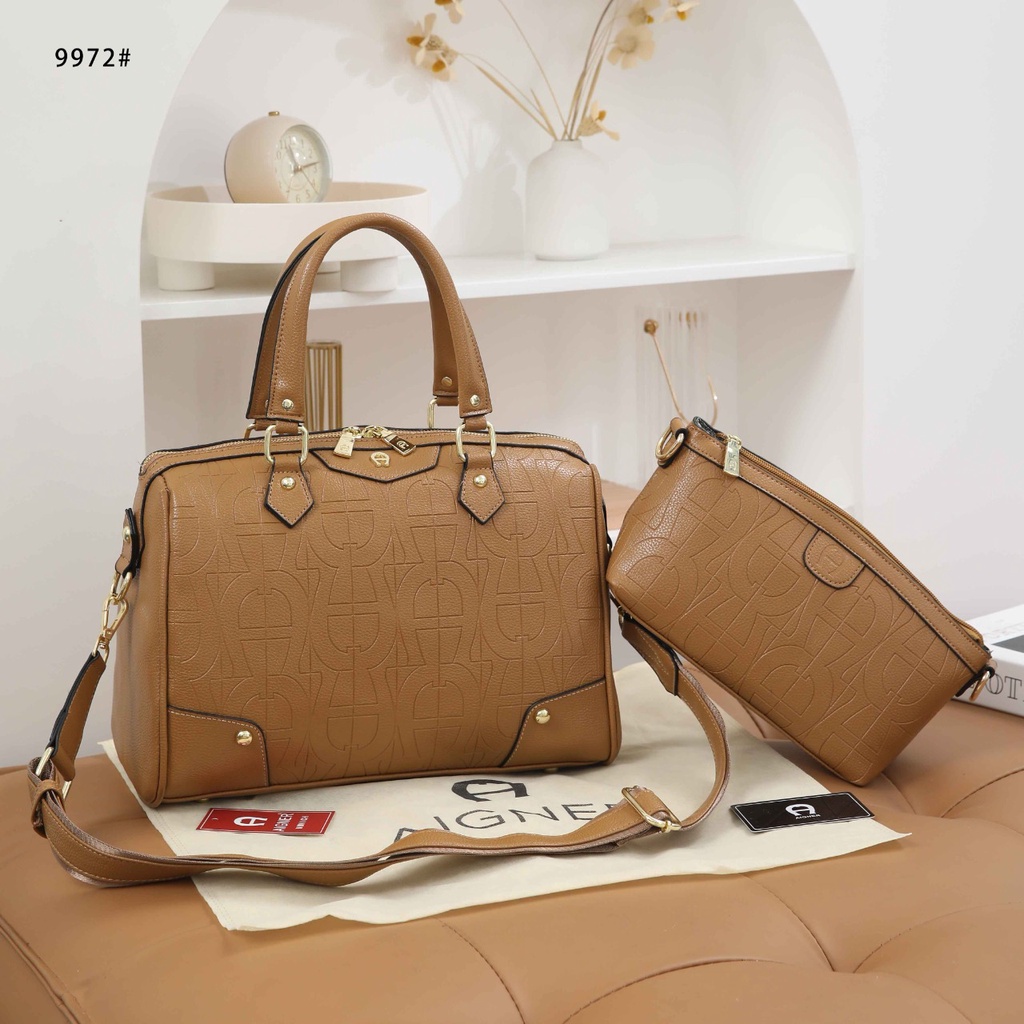 AG Leather Embossed Speedy Bag 9972