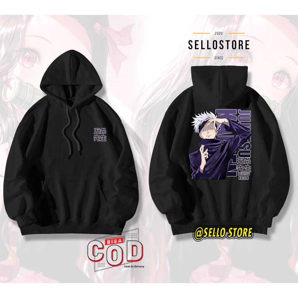 HOODIE JUJUTSU KAISEN GOJO HOODIE ANIME SWEATER HOODIE JUMPER PRIA JEPANG SWEATER JAKET PRIA WIBU MA