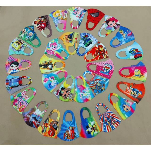 Masker anak karakter 3 harga perLusin masker printing Masker anak karakter 3 harga perLusin masker printing