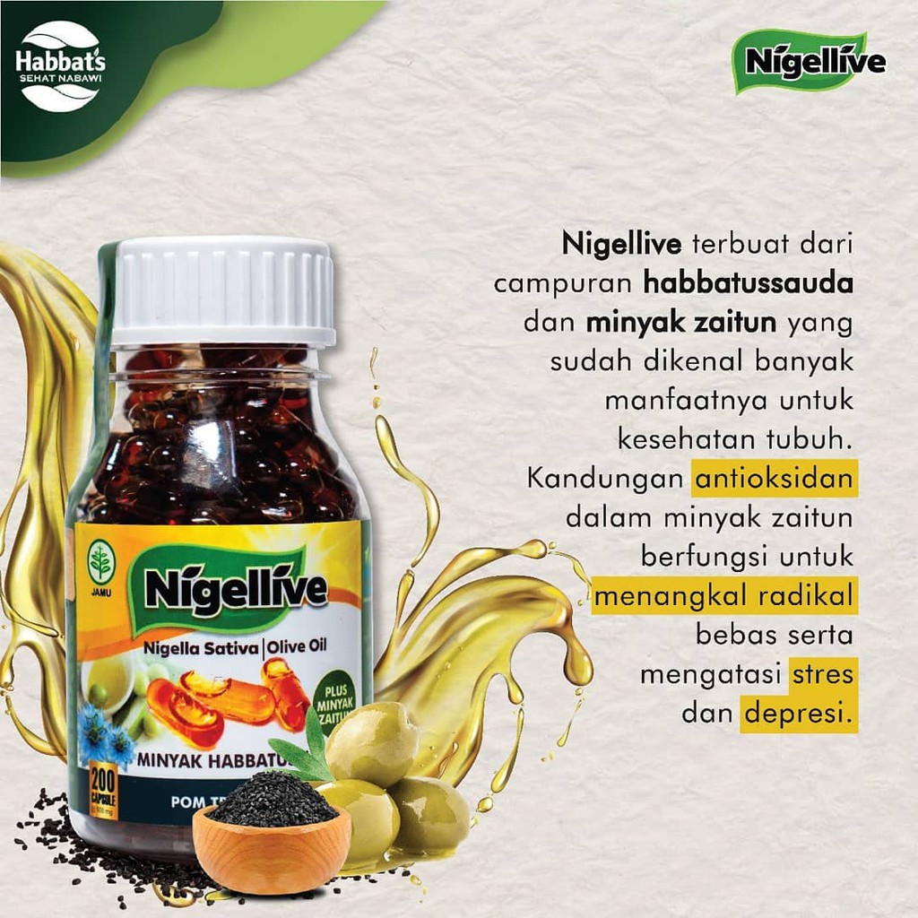 Habbatussauda NIGELLIVE  plus Minyak Zaitun Kapsul Oil