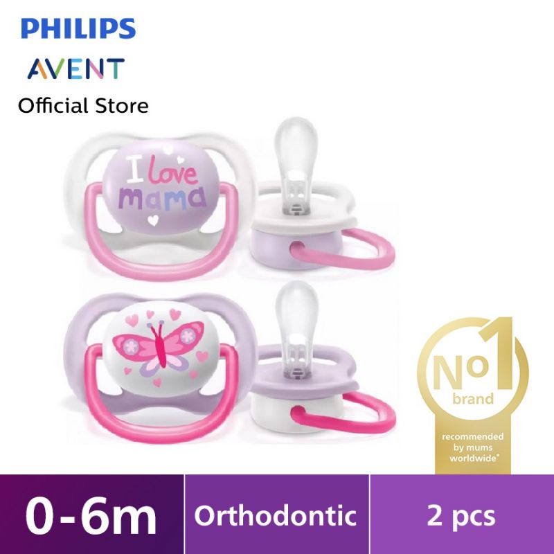 SCF080 Philips Avent Baby Soother Pacifier Ultra Air Happy 0-6m isi 2 / Empeng Bayi