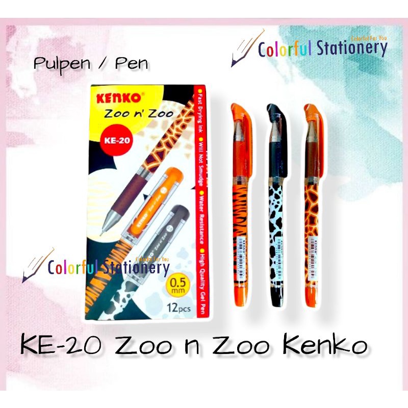 

Pulpen / Ballpoint / Pen Gell Kenko Zoo n' Zoo KE-20 (12 Pcs)