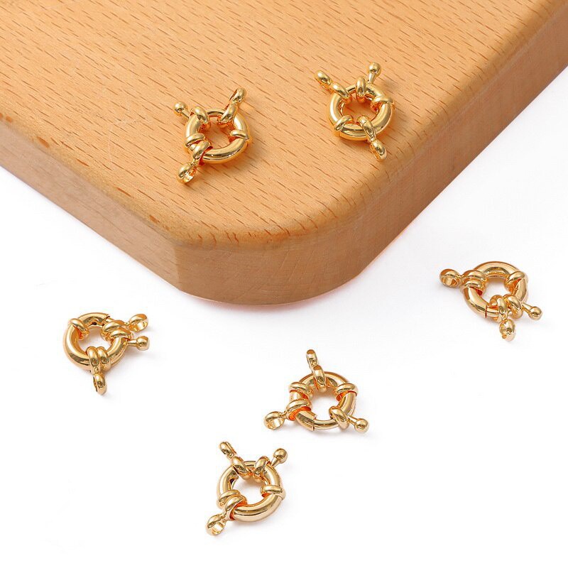 1Pc 18K Gold  Plated 11mm Copper Sailor Clasps Connectors For Bracelet Necklace Chain Diy Jewelry Making Finding