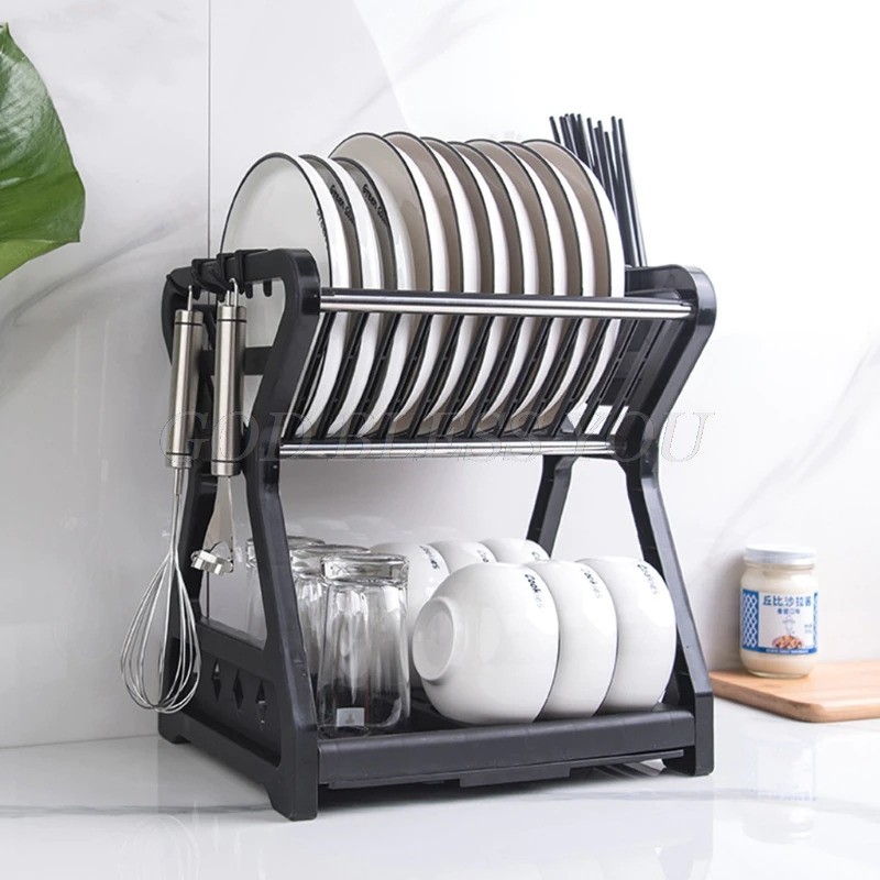 Rak Piring Gelas Pengering Drainer Kitchen Dish Rack 2 layer