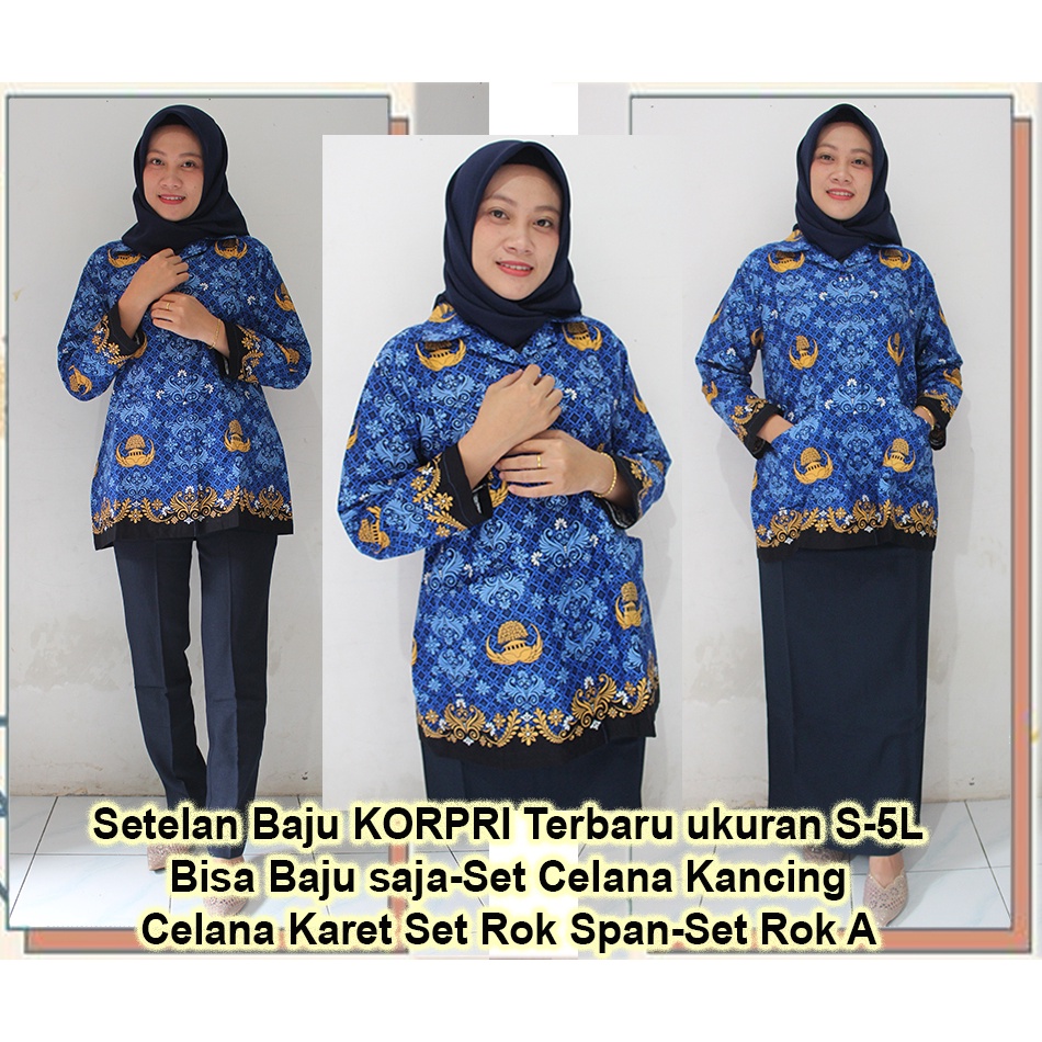 Jual Setelan Baju KORPRI Terbaru 40S SETELAN Rok Dan Celana-seragam ...