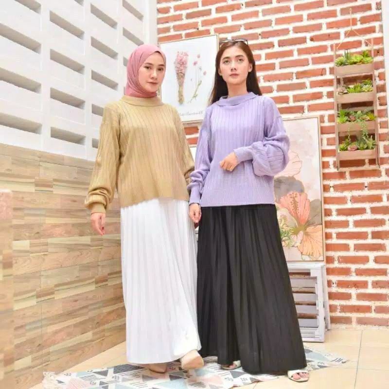 Blouse Rajut,Turtleneck Wanita,Sweater Rajut