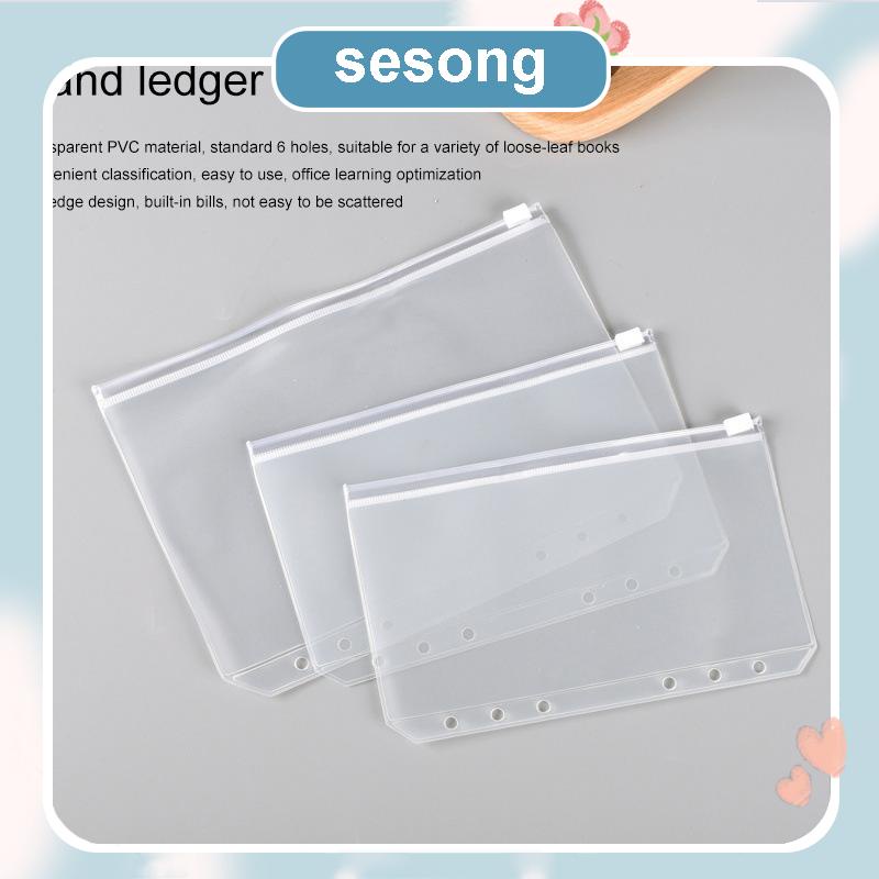 

A5/A6 Tas Ritsleting Notebook Daun Longgar 6 Lubang Template Pemotongan Kantong Penyimpanan Tagihan SS