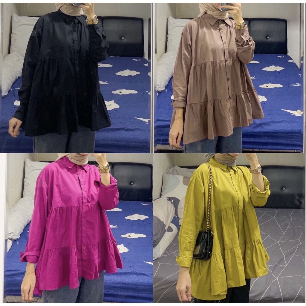 1KG MUAT 5PCS | DANNY BLOUSE RUFFLE FLOWLY OVERSIZE HITS OOTD SELEBGRAM FASHION GROSIR MURAH WANITA