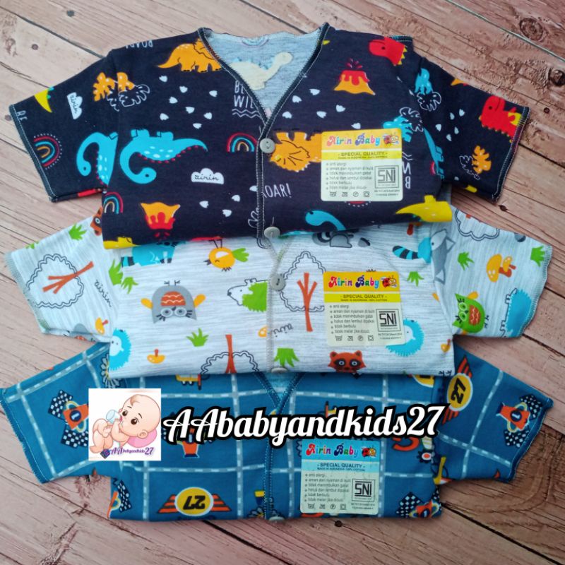 AIRIN 6PC BAJU BAYI LENGAN PENDEK FULL PRINTING USIA NEWBORN 0-4 SNI HIGHT MOTIF RANDOM