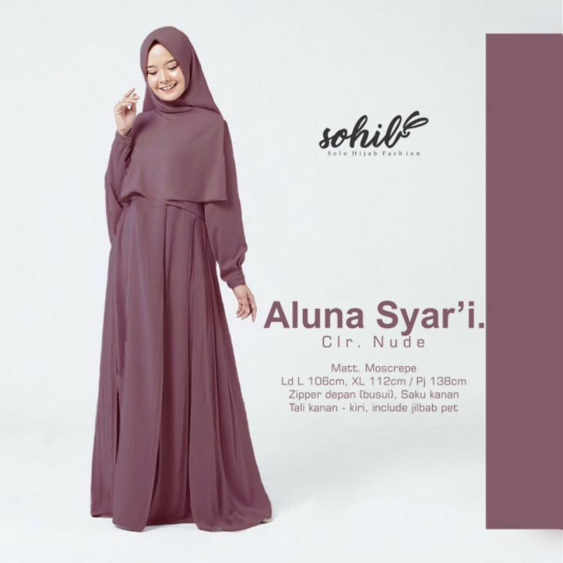 Aluna Syari Gamis Moscrepe Gamis Syari Set Gamis Busui Muslimah Gamis Syari Seragam