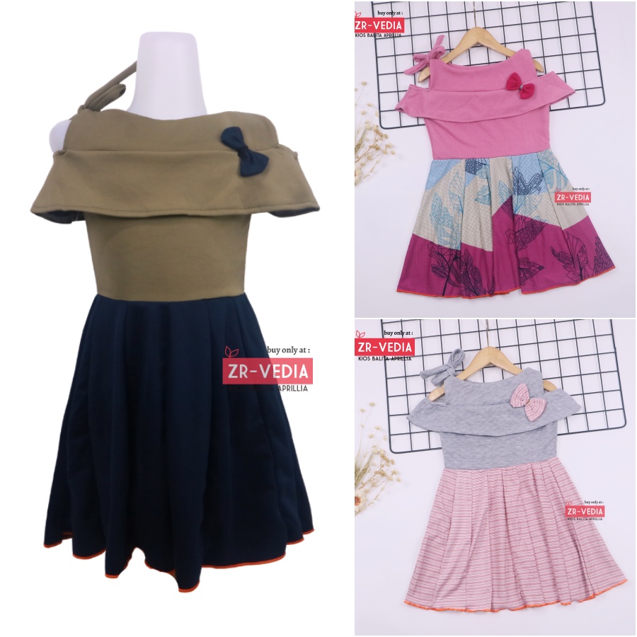 Dress Rachel uk Bayi - 5 Tahun / Baju Anak Perempuan Dres Sabrina Casual Gaun Pesta Daster Export kiosbalitaaprilia