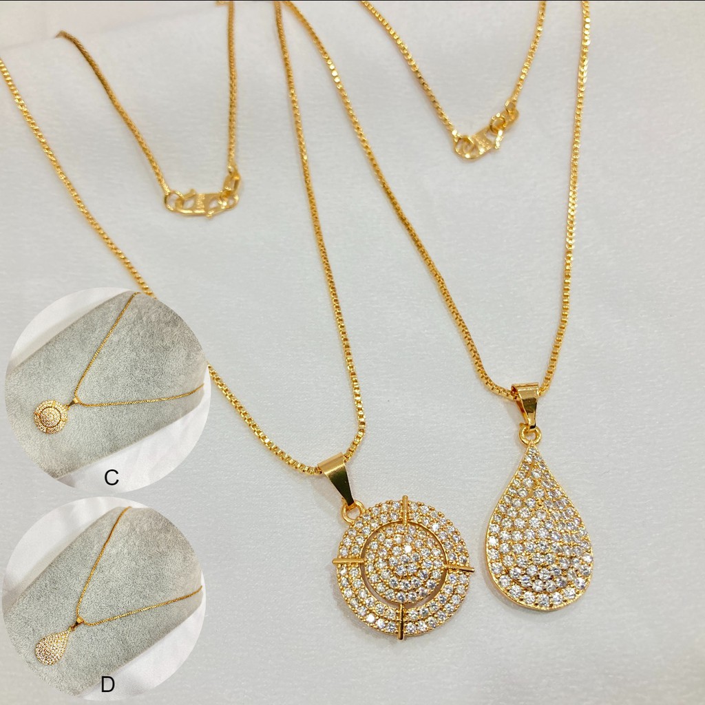 Kalung Liontin Wanita Lapis Emas Full Permata