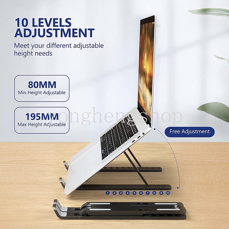 Stand Holder Laptop / Macbook 10 Level Tinggi Adjustable Anti Slip Penghilang Panas Portable