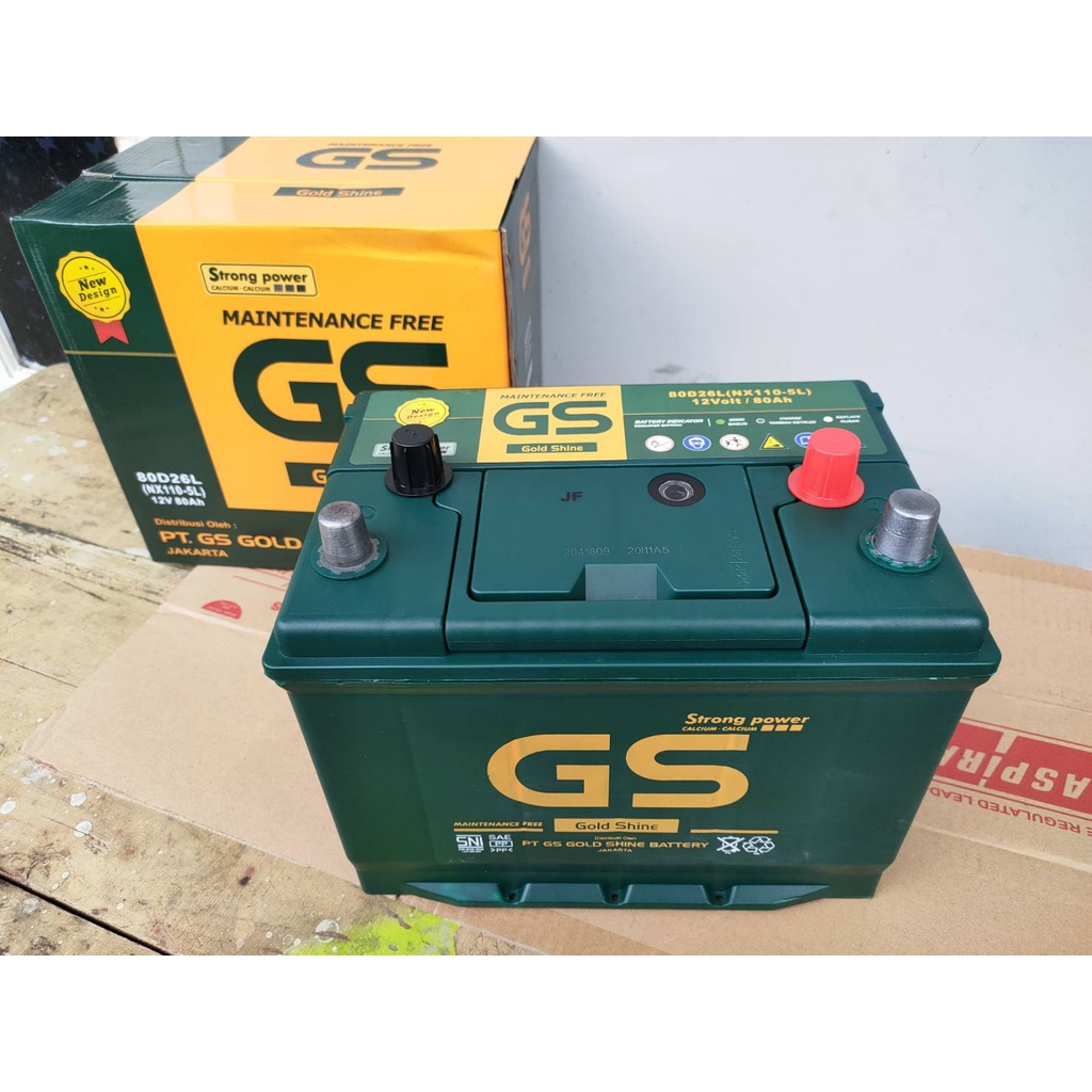 aki mobil / battety GS type MF 80D26L 12volt -80ah khusus gosend