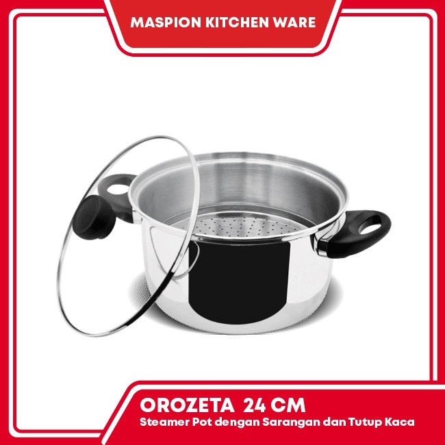 Maspion MAXIM OROZETA 24 cm with Glass Cover - Panci Kukus