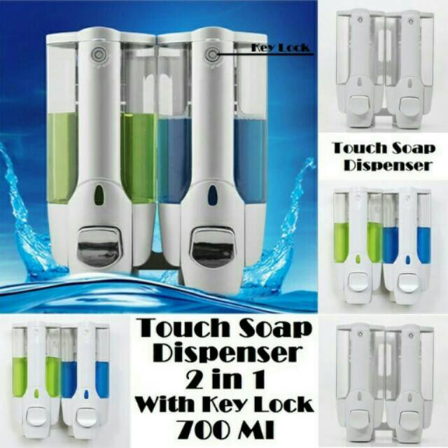 Dispenser sabun cair 2 in 1 with key lock ( tabung warna putih bening )