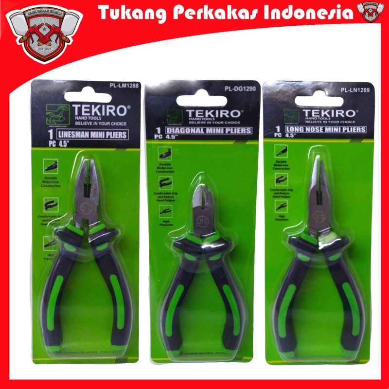 TEKIRO TANG SET 3PCS  MINI KOMBINASI, POTONG, LANCIP 4,5 INCH