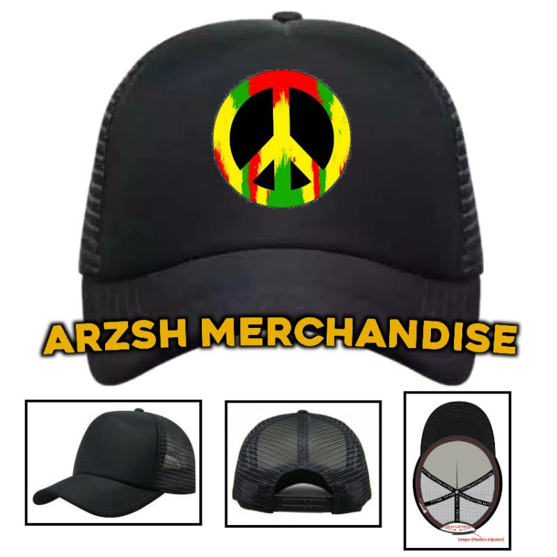 Topi Rastaman Peace Trucker - Topi Trucker Jaring Rastaman Peace