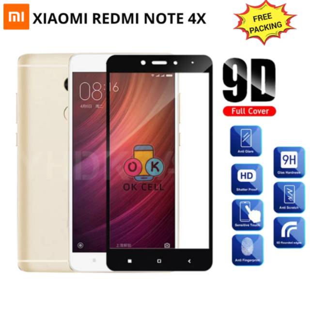 Tempered glass 5D.9D Full Layar Redmi Note 4/4x TG Anti Gores Layar Screen Protector Premium